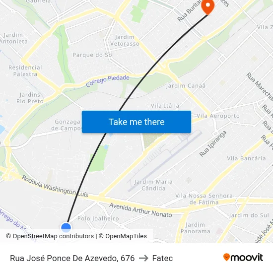 Rua José Ponce De Azevedo, 676 to Fatec map