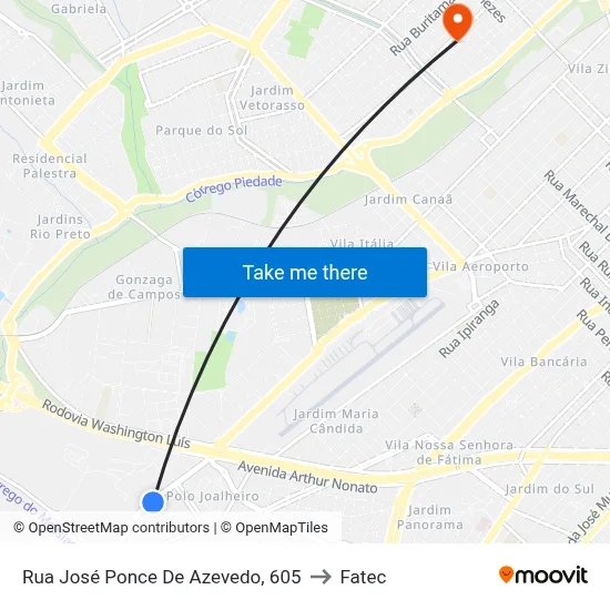 Rua José Ponce De Azevedo, 605 to Fatec map