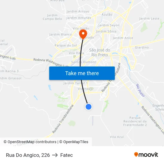 Rua Do Angico, 226 to Fatec map