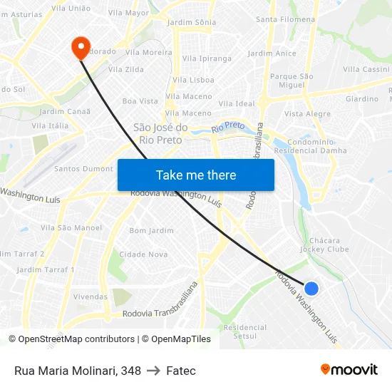 Rua Maria Molinari, 348 to Fatec map