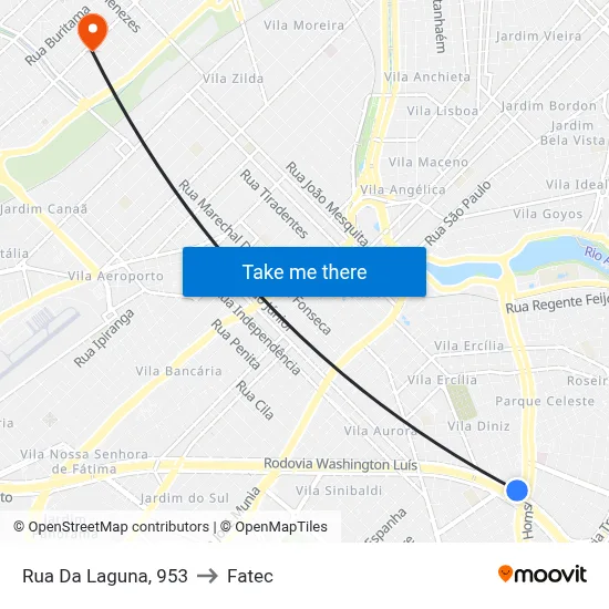 Rua Da Laguna, 953 to Fatec map