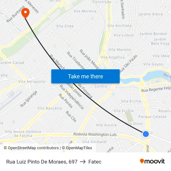 Rua Luiz Pinto De Moraes, 697 to Fatec map