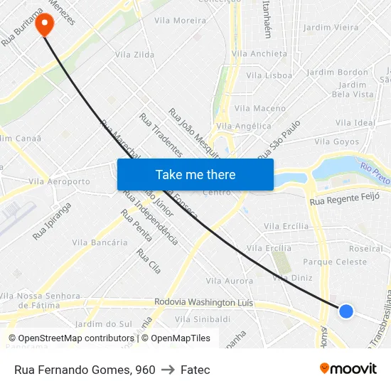 Rua Fernando Gomes, 960 to Fatec map