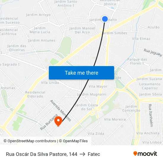 Rua Oscár Da Silva Pastore, 144 to Fatec map