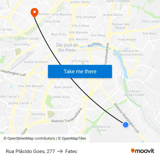 Rua Plãcido Goes, 277 to Fatec map