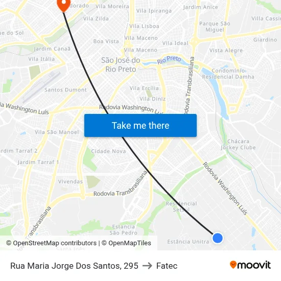 Rua Maria Jorge Dos Santos, 295 to Fatec map