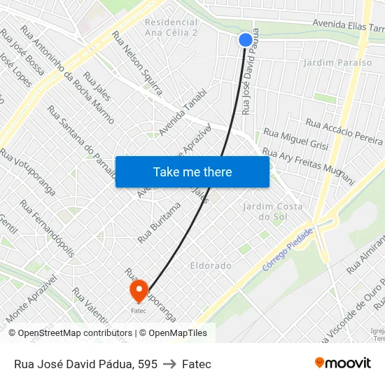Rua José David Pádua, 595 to Fatec map