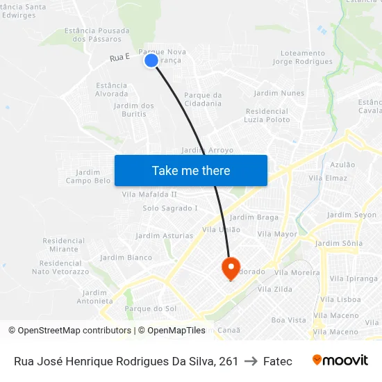 Rua José Henrique Rodrigues Da Silva, 261 to Fatec map