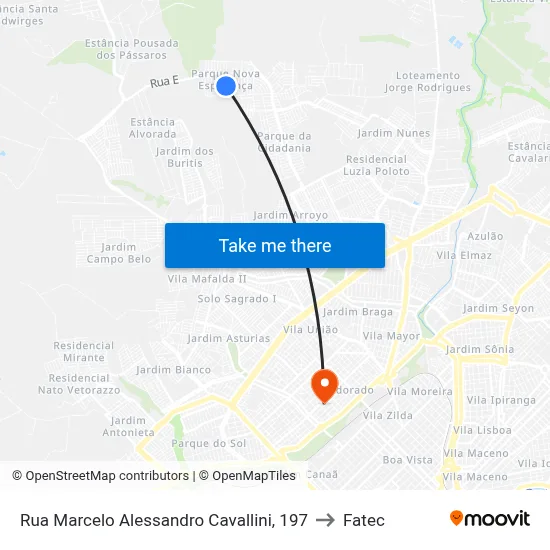 Rua Marcelo Alessandro Cavallini, 197 to Fatec map