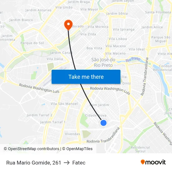 Rua Mario Gomide, 261 to Fatec map