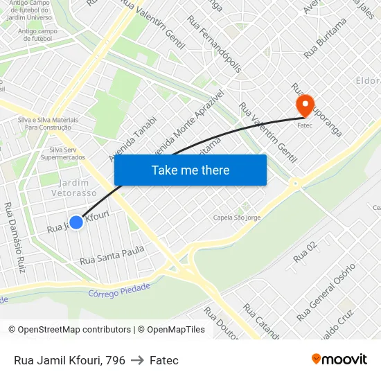 Rua Jamil Kfouri, 796 to Fatec map