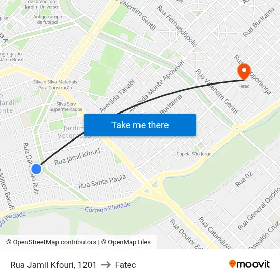 Rua Jamil Kfouri, 1201 to Fatec map