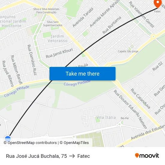 Rua José Jucá Buchala, 75 to Fatec map