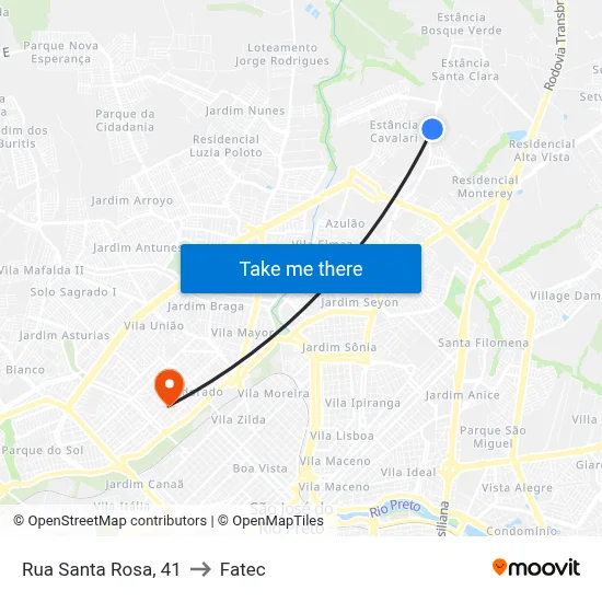 Rua Santa Rosa, 41 to Fatec map