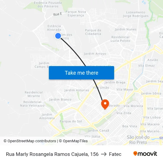 Rua Marly Rosangela Ramos Cajuela, 156 to Fatec map