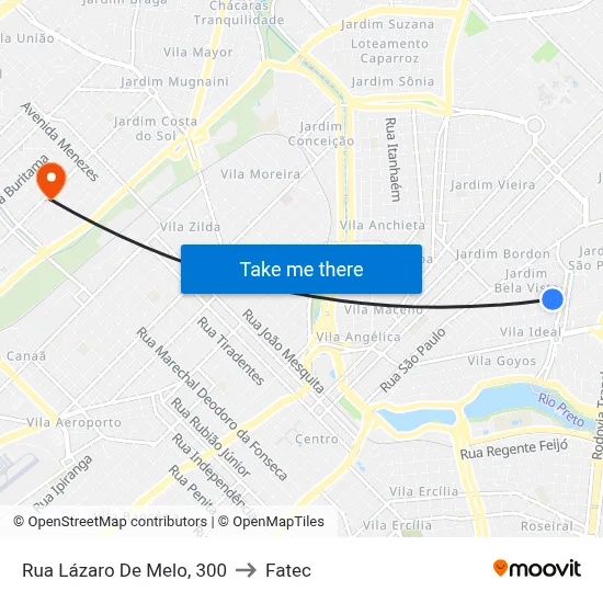 Rua Lázaro De Melo, 300 to Fatec map