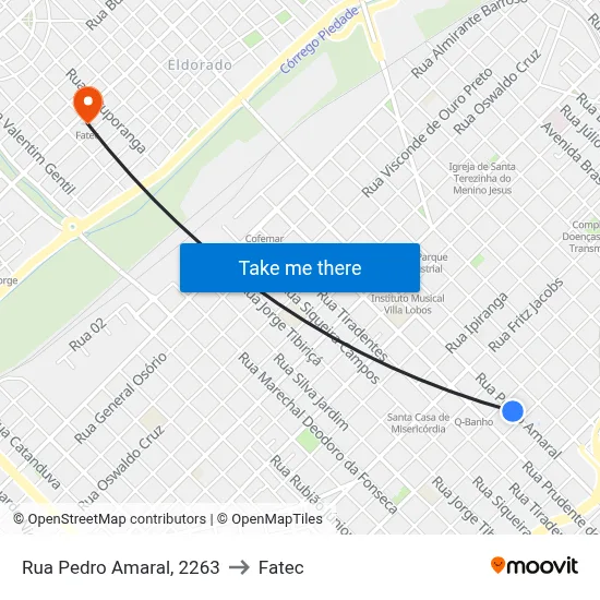 Rua Pedro Amaral, 2263 to Fatec map