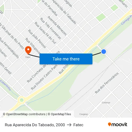 Rua Aparecida Do Taboado, 2000 to Fatec map
