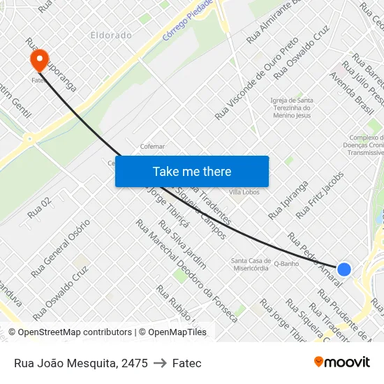 Rua João Mesquita, 2475 to Fatec map