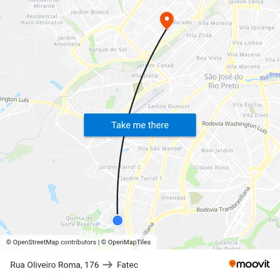 Rua Oliveiro Roma, 176 to Fatec map