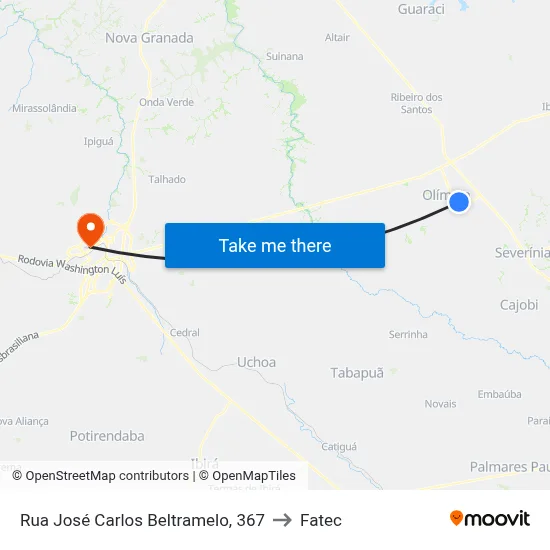 Rua José Carlos Beltramelo, 367 to Fatec map