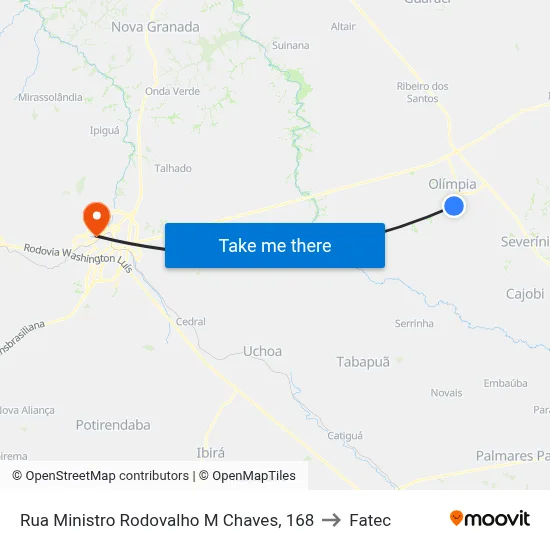 Rua Ministro Rodovalho M Chaves, 168 to Fatec map