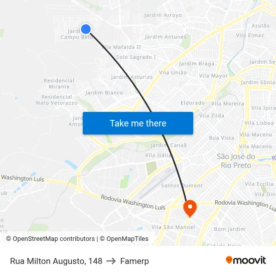 Rua Milton Augusto, 148 to Famerp map