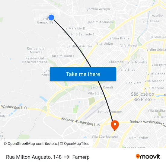 Rua Milton Augusto, 148 to Famerp map