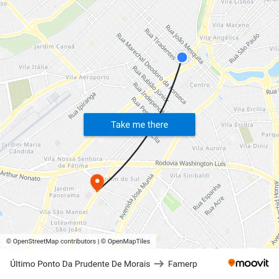 Último Ponto Da Prudente De Morais to Famerp map