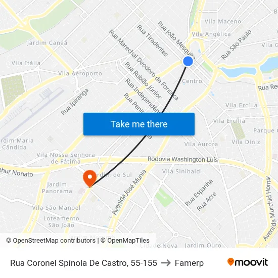 Rua Coronel Spínola De Castro, 55-155 to Famerp map