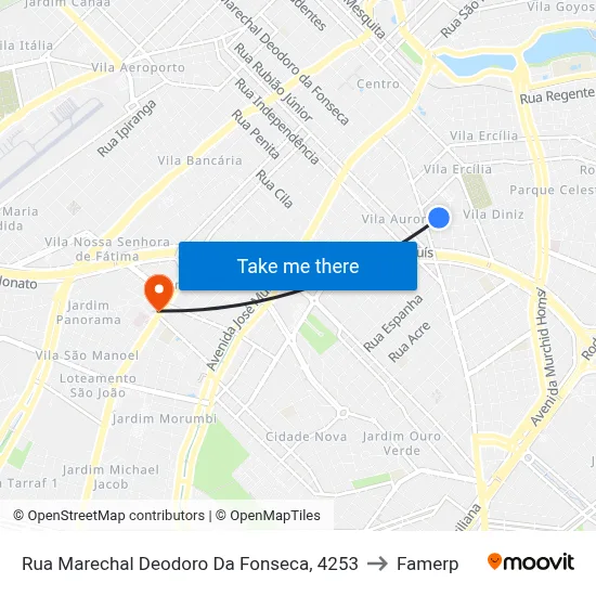 Rua Marechal Deodoro Da Fonseca, 4253 to Famerp map