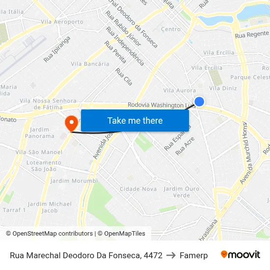 Rua Marechal Deodoro Da Fonseca, 4472 to Famerp map