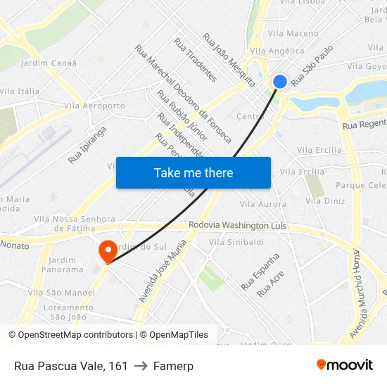Rua Pascua Vale, 161 to Famerp map