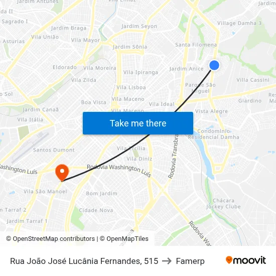 Rua João José Lucânia Fernandes, 515 to Famerp map