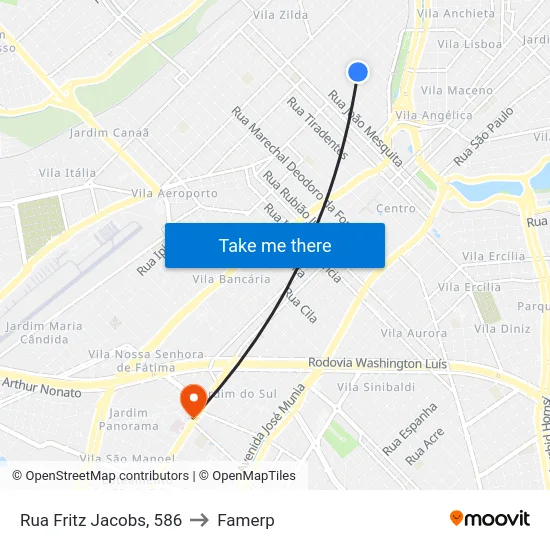 Rua Fritz Jacobs, 586 to Famerp map