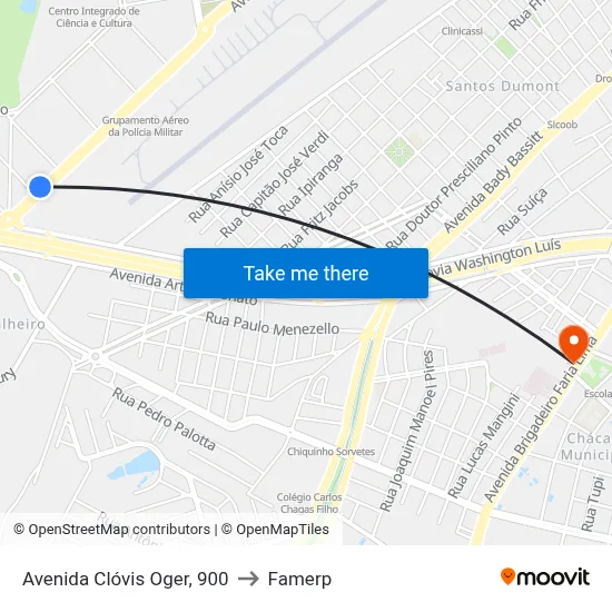Avenida Clóvis Oger, 900 to Famerp map