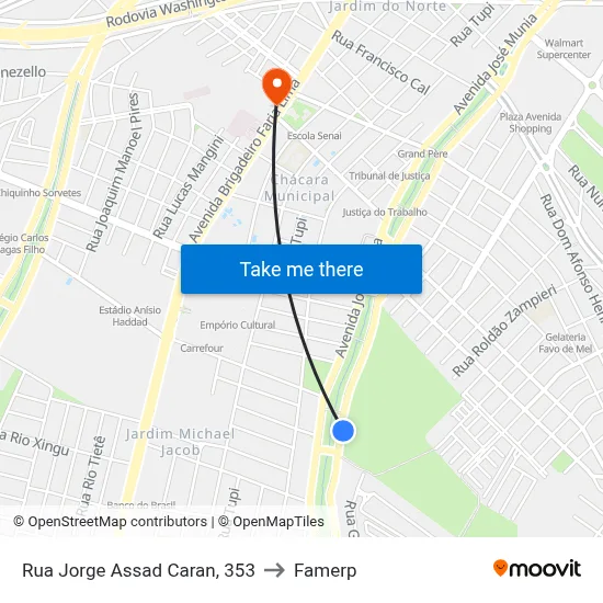 Rua Jorge Assad Caran, 353 to Famerp map