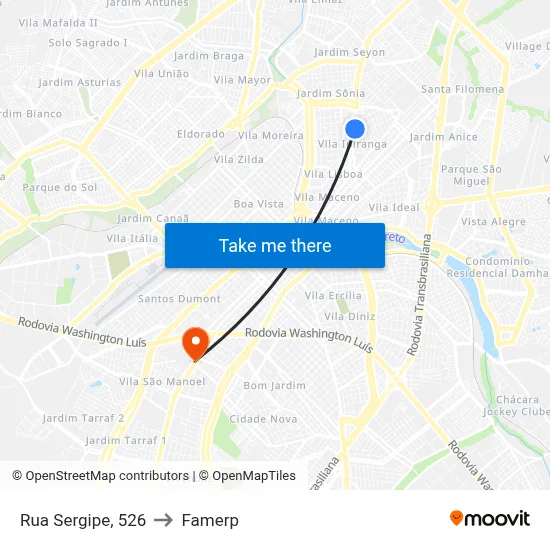 Rua Sergipe, 526 to Famerp map
