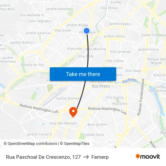 Rua Paschoal De Crescenzo, 127 to Famerp map
