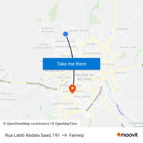 Rua Labib Abdala Saad, 191 to Famerp map