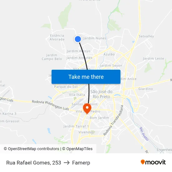 Rua Rafael Gomes, 253 to Famerp map