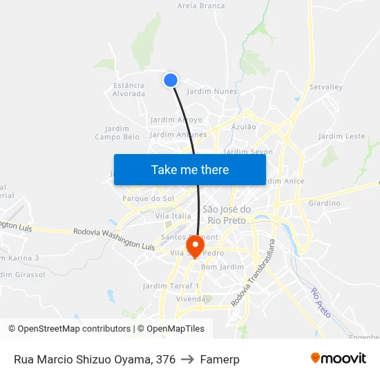 Rua Marcio Shizuo Oyama, 376 to Famerp map