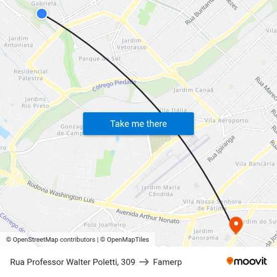 Rua Professor Walter Poletti, 309 to Famerp map
