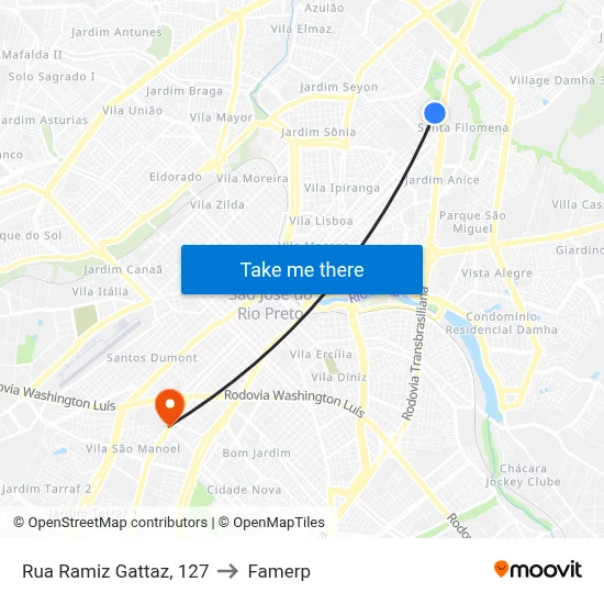Rua Ramiz Gattaz, 127 to Famerp map