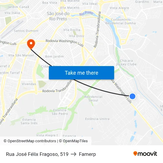Rua José Félix Fragoso, 519 to Famerp map