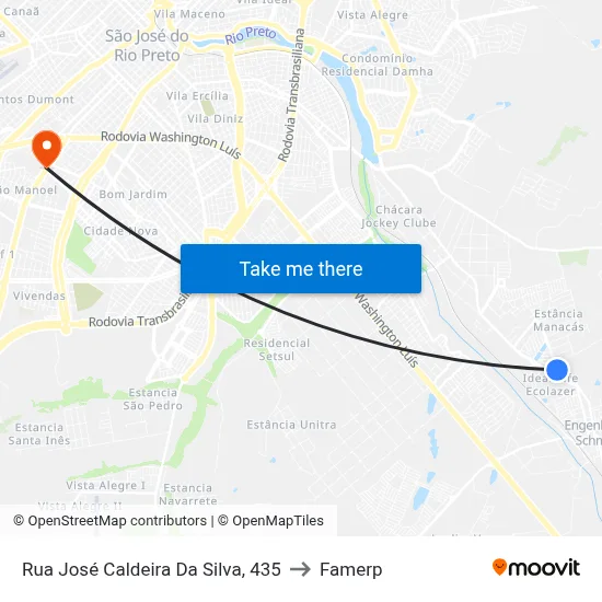 Rua José Caldeira Da Silva, 435 to Famerp map