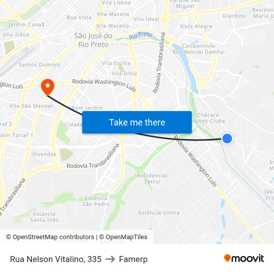 Rua Nelson Vitalino, 335 to Famerp map