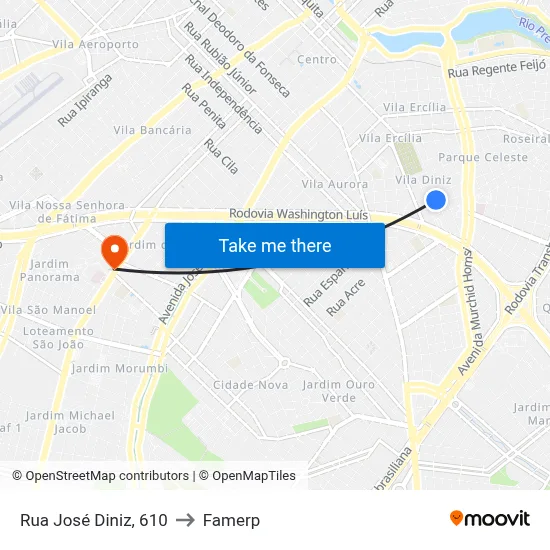 Rua José Diniz, 610 to Famerp map