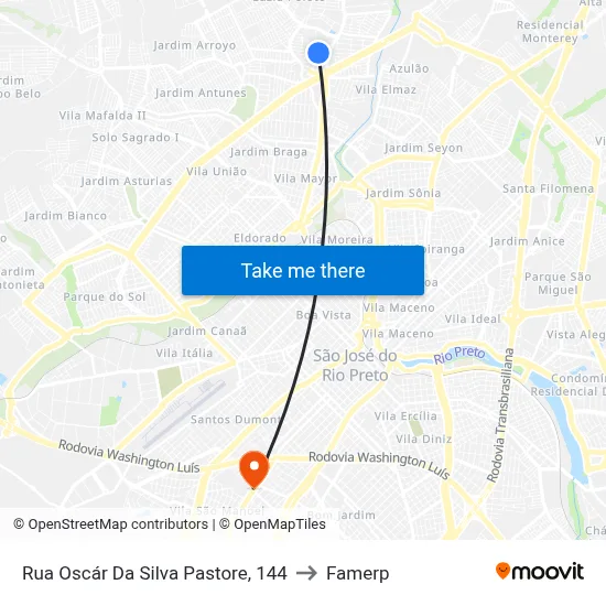 Rua Oscár Da Silva Pastore, 144 to Famerp map
