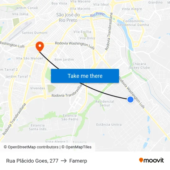 Rua Plãcido Goes, 277 to Famerp map